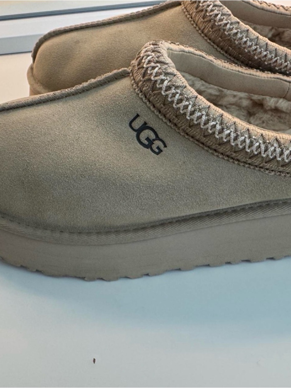 UGG Women's Sand Suede Slip-On Mule with Shearling Trim - Picture 4 of 6